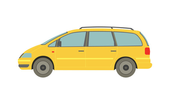 Big Yellow Minivan On White Background - Vector