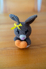 Amigurumi Easterbunnys with Hearts in different Colours. Selfmade Handmade Bavaria Germany