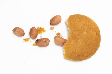 round biscuit isolated on white background, top view
