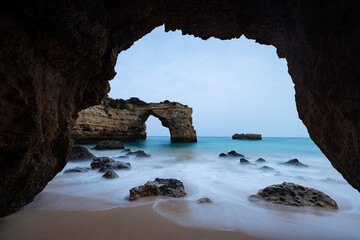 Atardecer. Arco de Albandeira. Cueva2