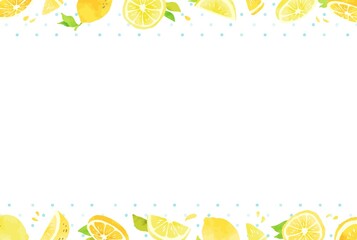 綺麗なレモンと水玉模様のフレーム素材