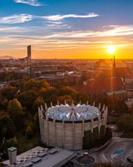Panorama racławicka o zachodzie słońca, Wrocław, Poland