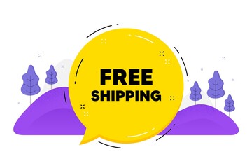 Free shipping text. Speech bubble chat balloon. Delivery included sign. Special offer symbol. Talk free shipping message. Voice dialogue cloud. Vector