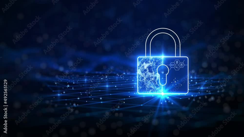 Leinwandbilder cybersecurity technology concept data protection and privacy there is a large padlock prominently on