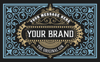 Whiskey label with old frames