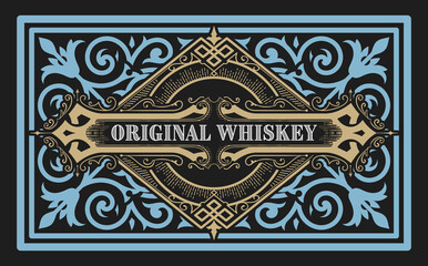 Whiskey label with old frames