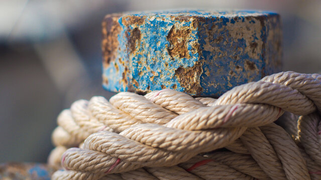 Macro d'une corde d'amarrage pour bateau 