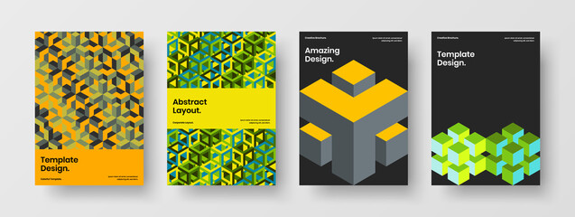 Clean cover vector design layout composition. Minimalistic mosaic hexagons company brochure concept set.