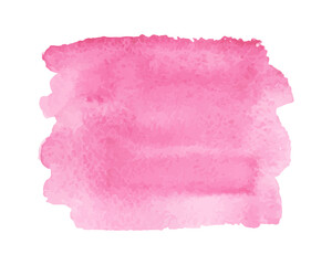 Watercolor pink stain with texture on white background. Design element for cards, banners, flyers and web elements. Vector