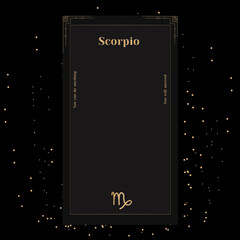 Scorpio Signs, Zodiac Background. Beautiful vector images in the middle of a stellar galaxy with the constellation