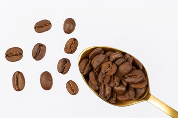 coffee grains on a white background