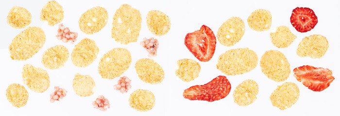dried strawberries close-up on a white background