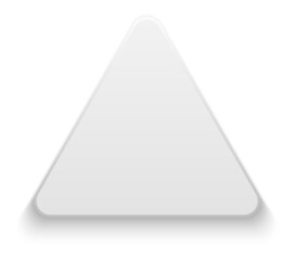 White triangle shape. Realistic blank button template