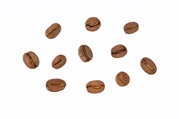 coffee grains on a white background