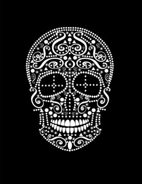 Skull vector background for fashion design, patterns, tattoos, black and white