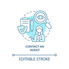 Contact agent turquoise concept icon. Customer service. Applying for insurance way abstract idea thin line illustration. Isolated outline drawing. Editable stroke. Arial, Myriad Pro-Bold fonts used