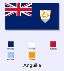 Vector Illustration of Anguilla flag isolated on light blue background. Illustration Anguilla flag with Color Codes. As close as possible to the original. ready to use, easy to edit.