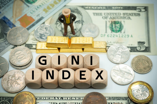 Gini index, or Gini coefficient, measures income distribution across a population.measuring income distribution or, less commonly, wealth.The word is written on  money and gold background