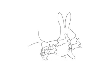 Have Yourself a Very Happy Easter. Easter Bunny illustration continuous line drawing. Vector illustration.