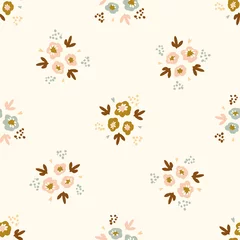 Wall murals Floral pattern Gender neutral floral seamless vector background. Simple whimsical 2 tone pattern. Kids nursery wallpaper or scandi all over print. 