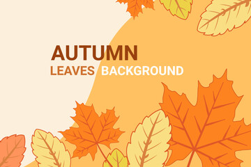 Autumn frame pattern template. Decorative fall leaves in flat style. Design elements for wedding invitation, birthday, wallpaper, greeting card. icons vector illustration