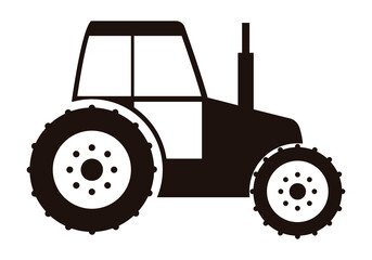 Icono negro de tractor en fondo blanco. 