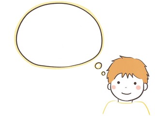 かわいい男の子のシンプル吹き出し(左向き)