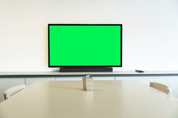 TV in the meeting room. green screen