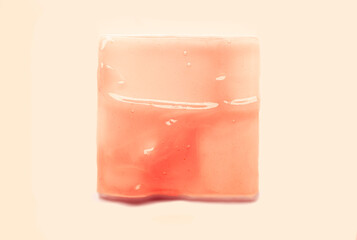 Lipstick transparent pink toned balm lip gloss swatch isolated on white background - obrazy, fototapety, plakaty
