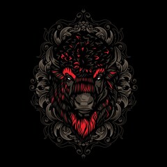 bison head vector illustration © Ands
