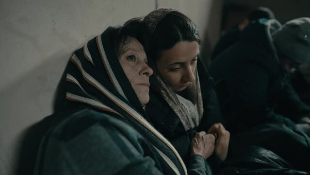 People in a bomb shelter