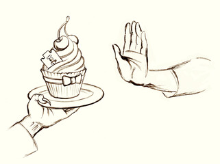 Temptation. The catch is a good suggestion. Pencil drawing