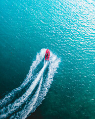 Puerto Rico Luquillo beach jetski sport. Island adrenaline and fun rides in the ocean from the caribbean. 