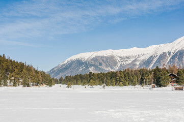 St. Moritz, Stazersee, Stazerwald, Pontresina, Winter, Winterwanderweg, Wintersport, Langlauf, Alpen, Muottas Muragl, Oberengadin, Graubünden, Schweiz