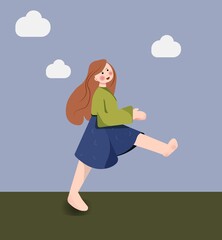 little girl in flat style.