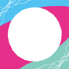 手書き風のラフでやわらかい正方形フレーム（ピンク・ブルー・ターコイズ）