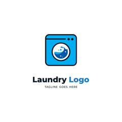 simple laundry machine logo design, modern laundry logo inspiration vector