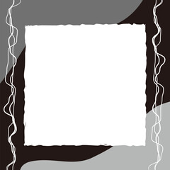 Obraz premium 手書き風のラフでやわらかい正方形フレーム（グレースケール）