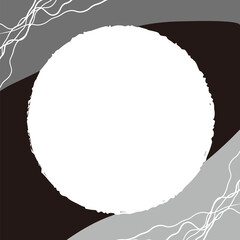 手書き風のラフでやわらかい正方形フレーム（グレースケール）