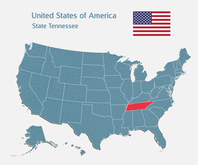 Vector map country USA and state Tennessee