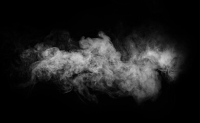 Smoke over black background. Fog or steam texture.