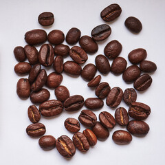 roasted coffee beans. macro photography. selective focus