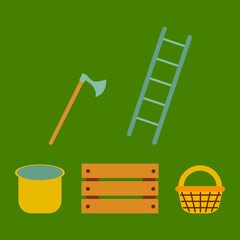 Geometric icon. Agricultural tools. Color illustration. Vector.  - obrazy, fototapety, plakaty