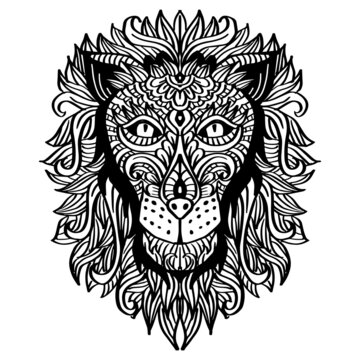 Zentangle Lion. Mandala drawing, Lion mandala, Doodle art designs
