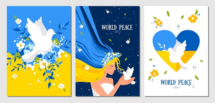 A set of postcards dedicated to Ukraine. World peace. No war