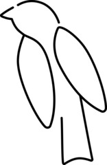 Black line simple bird logo. Vector illustration.