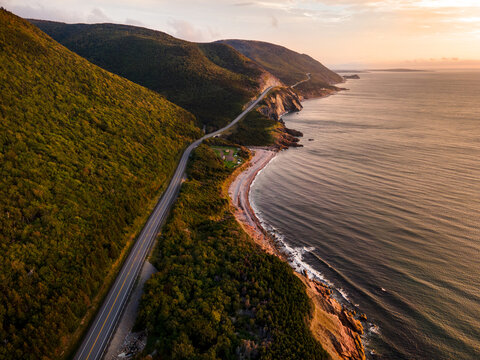 Sunset along the coast lines of the Atlantic Ocean. This is in Nova Scotia, Canada