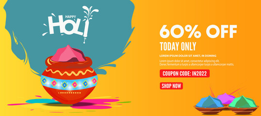 60% Off. Big Sale Advertising Banner Design. Holi is the largest color festival celebrated in India.