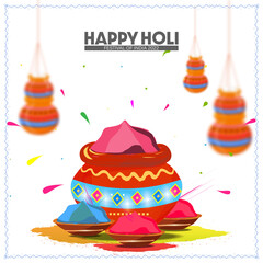 Happy Holi Indian Hindu Festive Colors Greetings On White Background