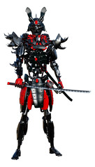 Fototapeta premium 3D Rendering Male Samurai Robot on White
